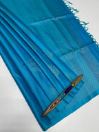 VSDS243 - royal blue color body, pallu , blouse pure silk saree
