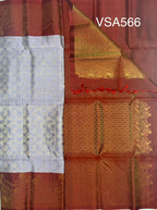 VSA566 - light lavender color body & maroon color pallu , blouse pure silk saree