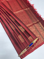 VSS392 - maroon color body, pallu , blouse pure silk saree