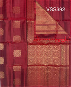 VSS392 - maroon color body, pallu , blouse pure silk saree