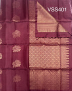 VSS401 - wine color body, pallu , blouse pure silk saree