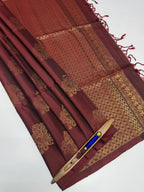 VSS404 - dark maroon color body, pallu , blouse pure silk saree