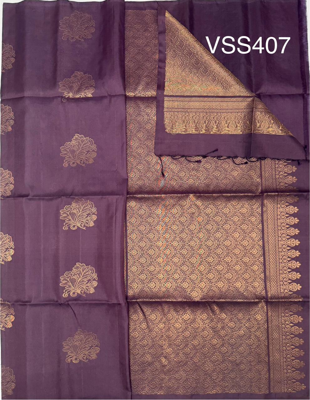 VSS407 - dark purple (naval palam) color body, pallu , blouse pure silk saree