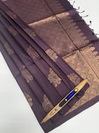 VSS407 - dark purple (naval palam) color body, pallu , blouse pure silk saree