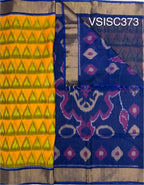 VSISC373 - mango yellow color body , navy blue, color pallu , blouse.