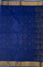 VSISC378 - mango yellow color body , navy blue color pallu , blouse.