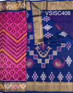 VSISC408 - rani pink color body , ink blue color pallu , blouse.