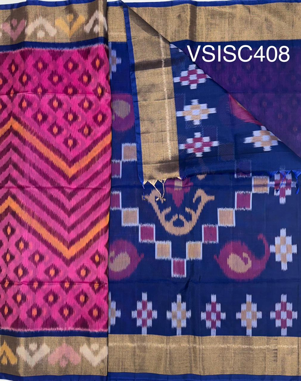 VSISC408 - rani pink color body , ink blue color pallu , blouse.
