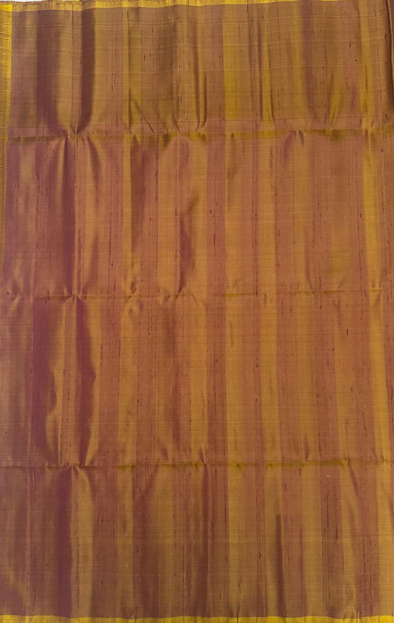 VSD107 - yellow color body &amp; purple with yellow color pallu,blouse - Pure silk saree