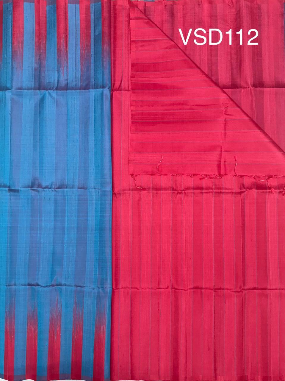 VSD112 - blue color body &amp; dark pink color pallu,blouse - Pure silk saree