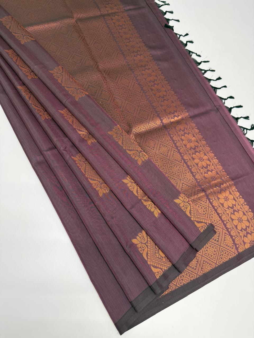 VSAS942 - purple with black color body ,pallu , blouse.