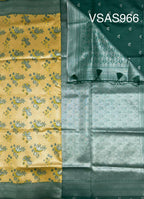 VSAS966 - yellow color body , green color pallu , blouse.