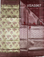 VSAS967 - golden beige color body , maroon color pallu , blouse.