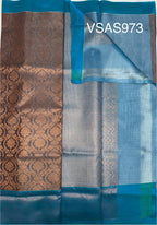 VSAS973 - maroon with silver color body , blue color pallu , blouse.