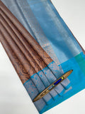 VSAS973 - maroon with silver color body , blue color pallu , blouse.
