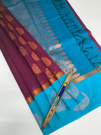VSKC459 - purple color body , blue color pallu , blouse.