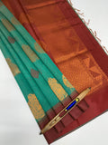 VSKC484 - green color body , maroon color pallu , blouse.