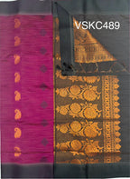 VSKC489 - purple color body , black color pallu , blouse.