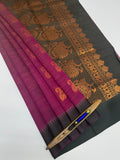VSKC489 - purple color body , black color pallu , blouse.