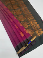 VSKC489 - purple color body , black color pallu , blouse.