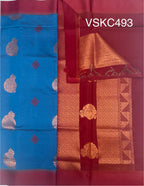 VSKC493 - blue color body , maroon color pallu , blouse.