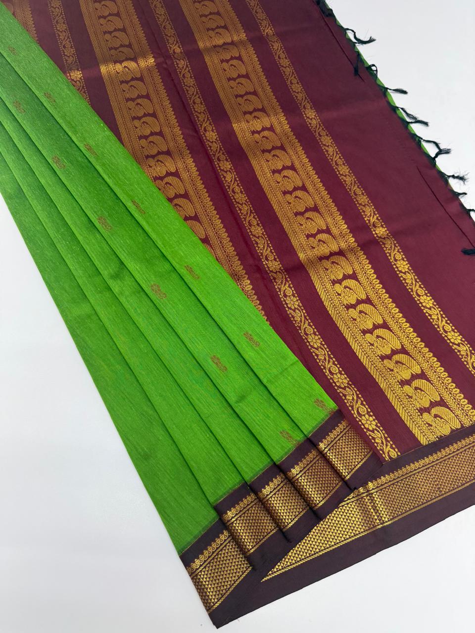 VSC667 - green color body ,dark maroon color pallu,blouse.