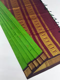 VSC667 - green color body ,dark maroon color pallu,blouse.
