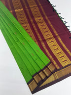 VSC667 - green color body ,dark maroon color pallu,blouse.