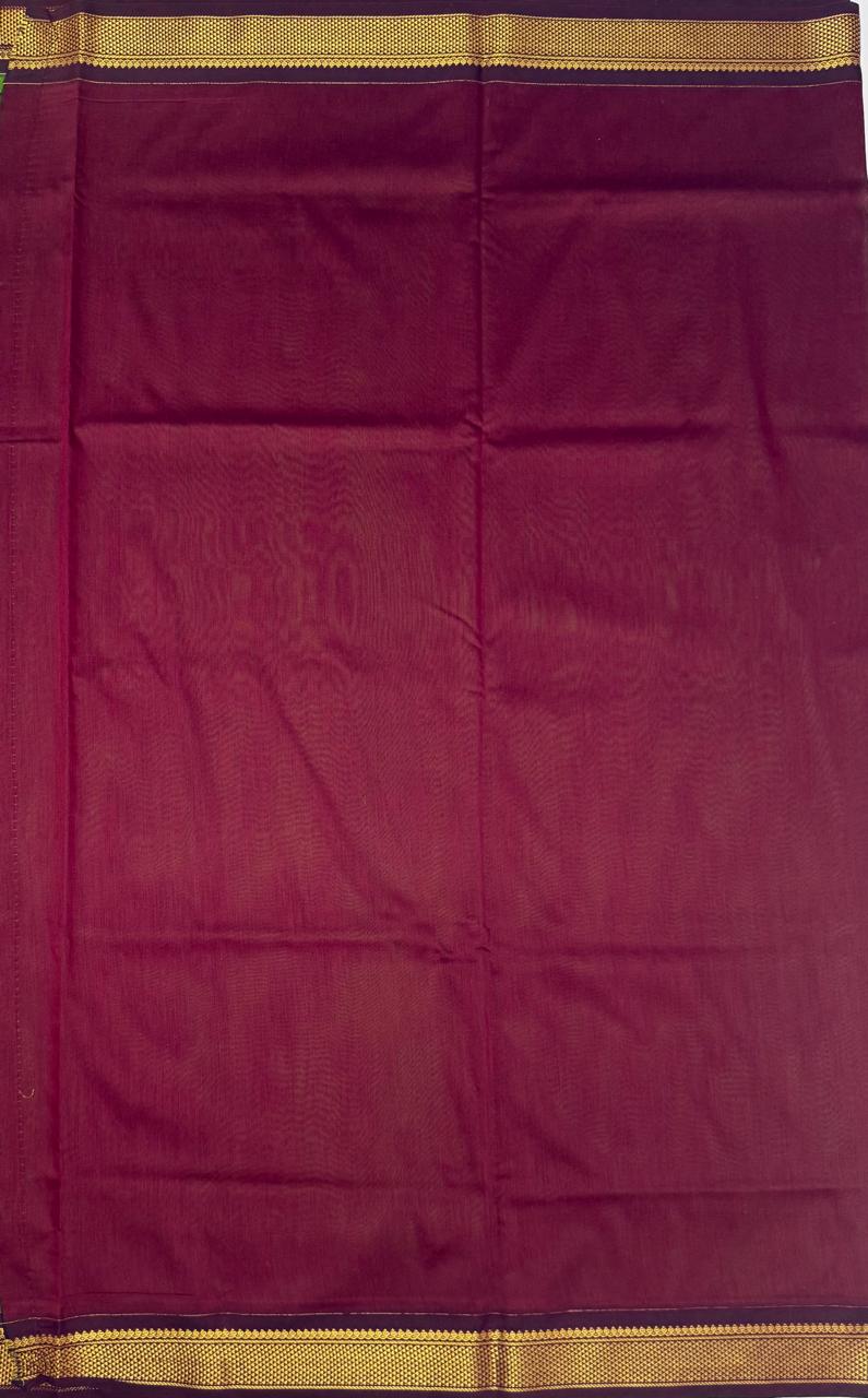 VSC667 - green color body ,dark maroon color pallu,blouse.