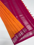VSC684 - light orange color body , rani pink color pallu,blouse.