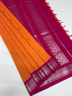 VSC684 - light orange color body , rani pink color pallu,blouse.