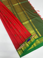 VSC686 - red color body , green with red color pallu,blouse.