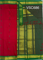 VSC686 - red color body , green with red color pallu,blouse.