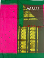 VSC688 - pink color body , green color pallu,blouse.