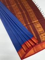 VSC694 - ink blue color body , maroon color pallu,blouse.