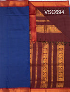 VSC694 - ink blue color body , maroon color pallu,blouse.