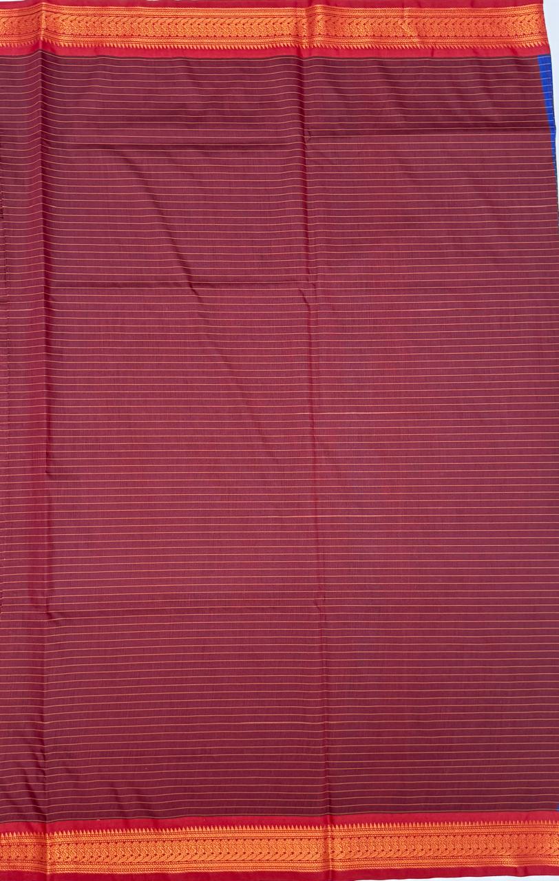 VSC694 - ink blue color body , maroon color pallu,blouse.