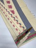 VSC705 - half white color body, pallu,blouse.