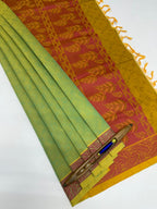 VSC725 - yellow with blue color body , mustard color pallu,blouse.