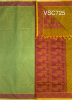 VSC725 - yellow with blue color body , mustard color pallu,blouse.