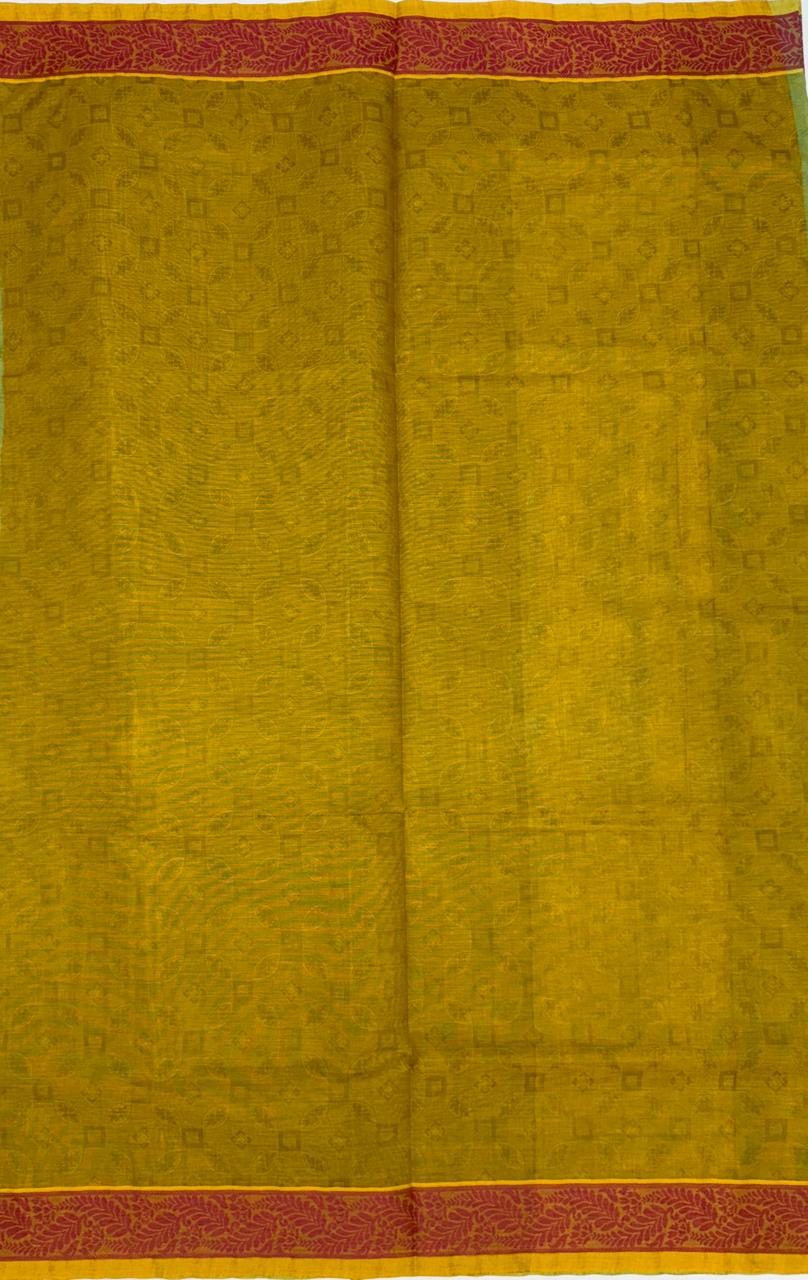 VSC725 - yellow with blue color body , mustard color pallu,blouse.