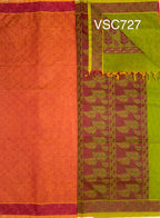 VSC727 - pink with yellow color body , green color pallu,blouse.