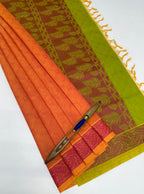 VSC727 - pink with yellow color body , green color pallu,blouse.
