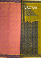 VSC729 - light violet with yellow color body , light green color pallu,blouse.