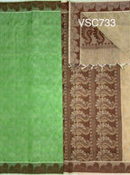 VSC733 - rexona green color body , light beige color pallu,blouse.