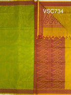 VSC734 - green with yellow color body , yellow color pallu,blouse.