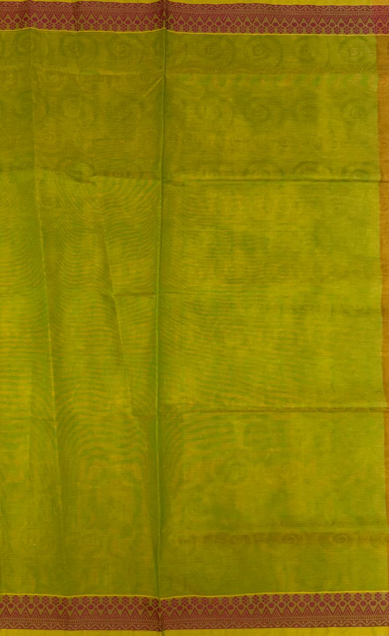 VSC735 - dark mustard color body , green with yellow color pallu,blouse.