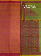 VSC736 - violet with yellow color body , blue with yellow color pallu,blouse.