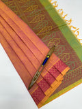 VSC736 - violet with yellow color body , blue with yellow color pallu,blouse.