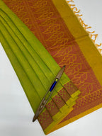 VSC734 - green with yellow color body , yellow color pallu,blouse.